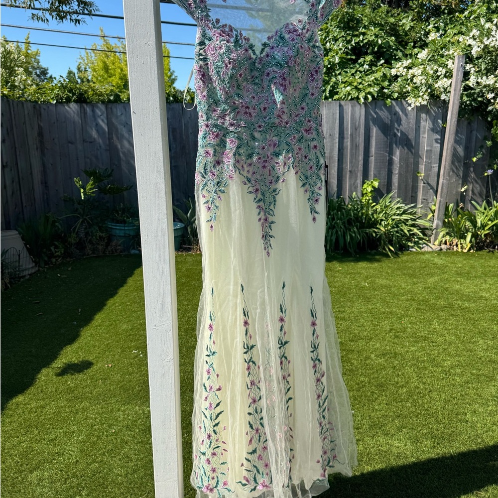 Floral Embroidered Prom Dress - Evening Gown - Formal - 10